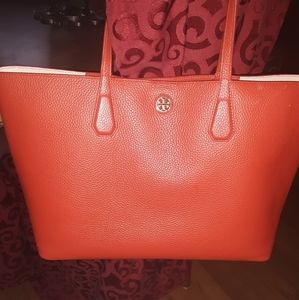 Authentic Tory Burch Large Leather Tote Bag